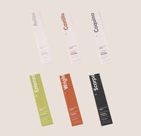 The range of Incense available in The Core Collection Incense Sampler pack on a cream background.