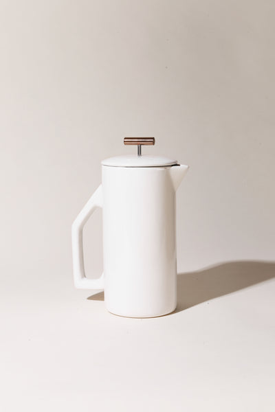 ceramic french press coffee maker in gray