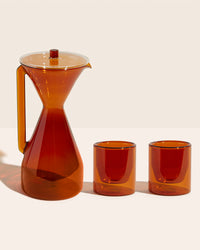 The Yield Pour Over Carafe & 6oz Double Wall Glass Set in Amber.