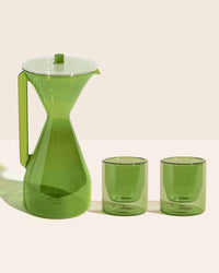 The Yield Pour Over Carafe & 6oz Double Wall Glass Set in Verde.